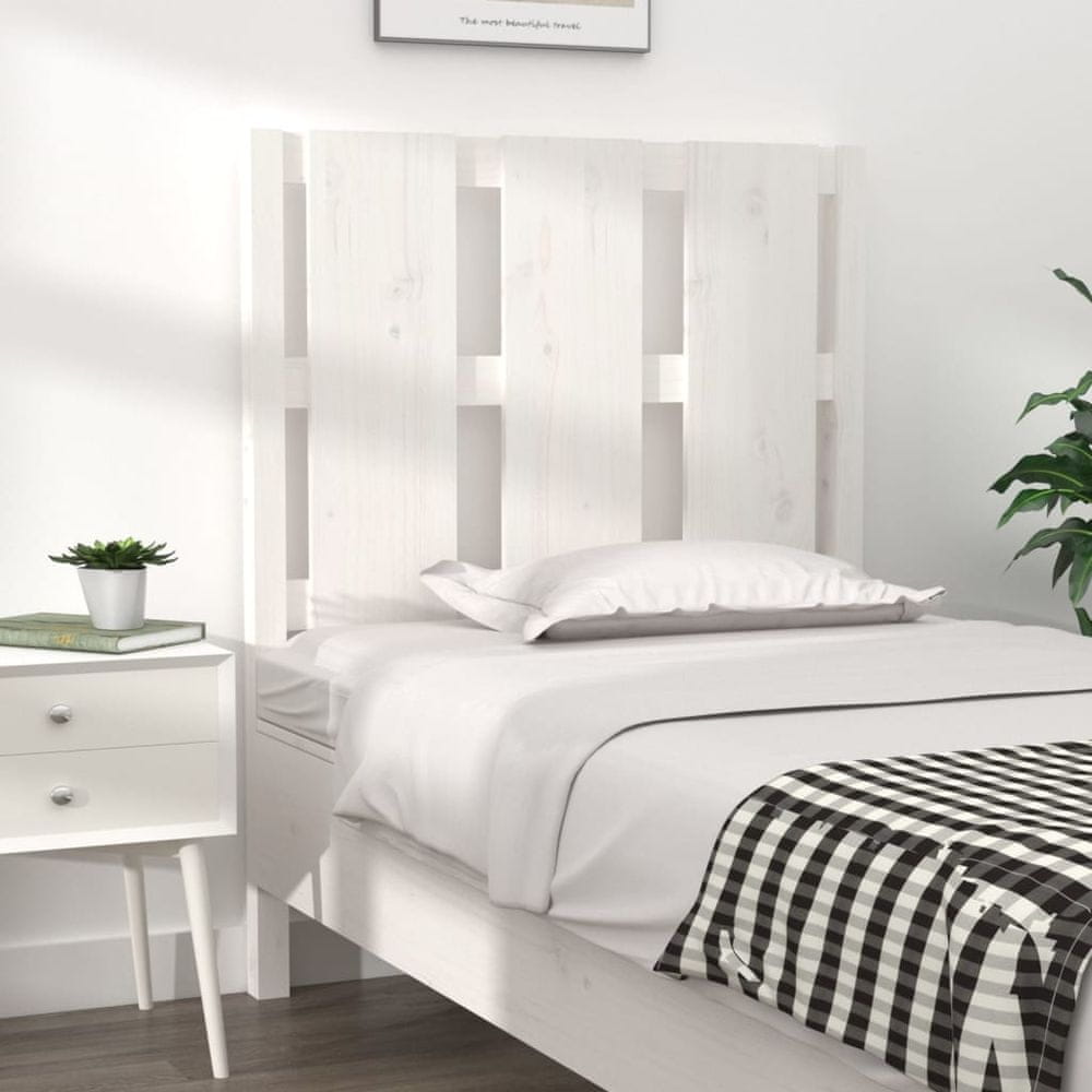 Vidaxl Čelo postele, biele, 80,5x4x100 cm, masívne borovicové drevo